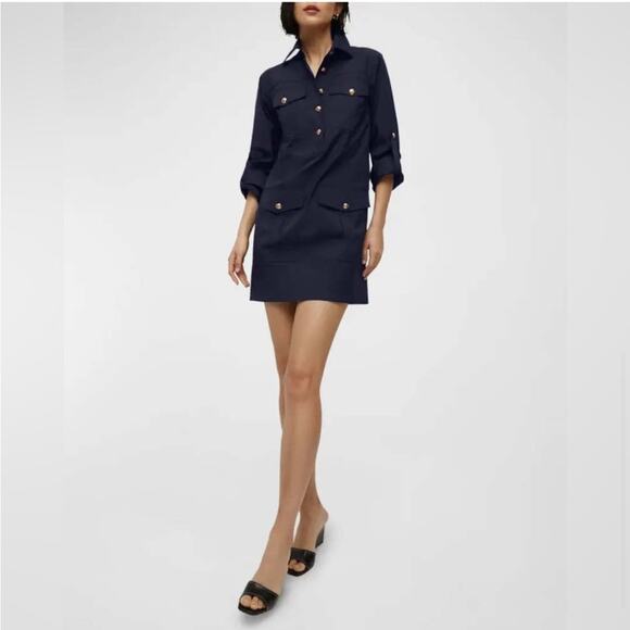 Veronica Beard Saude Dress in Navy 2 - Picture 3 of 7